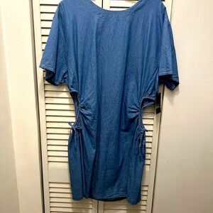 jeans dress . Cute cut out side jeans dress 24 inches wide  38inches long